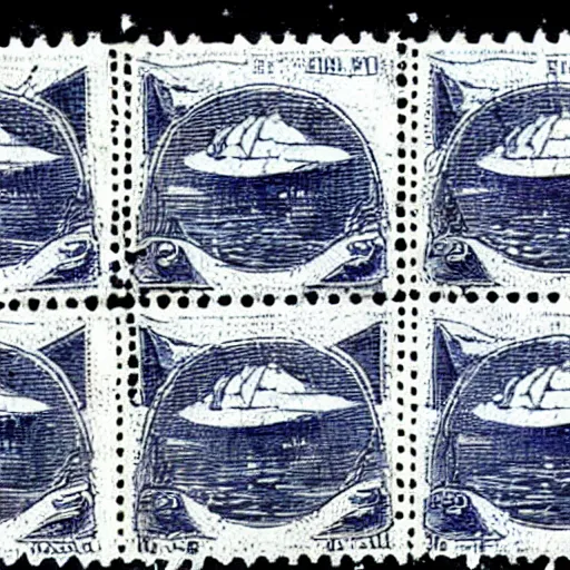 Prompt: stamps showing a ufo,