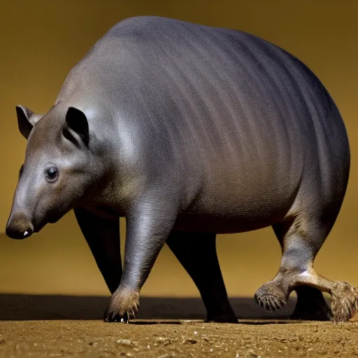 Prompt: portrait of a tapir, national geographic, grainy