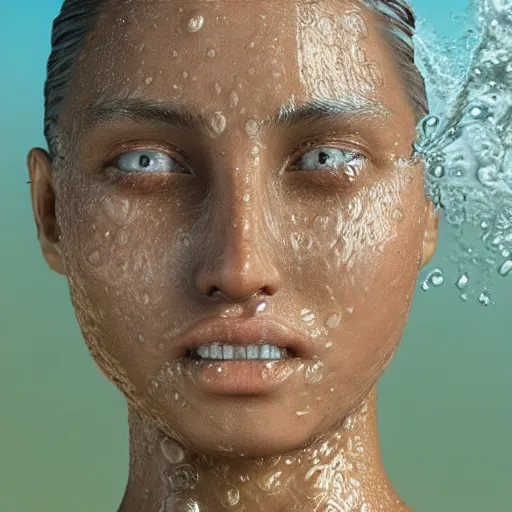 Prompt: ultra hd photo of water that turning into female face!