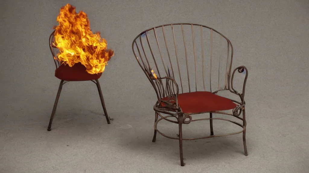 Prompt: burning chair