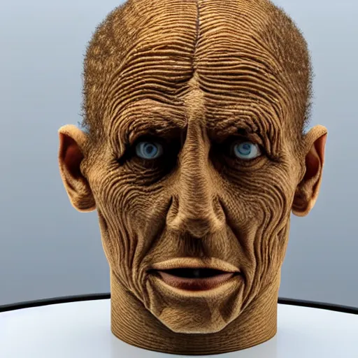 Prompt: 3 dprinted head scary