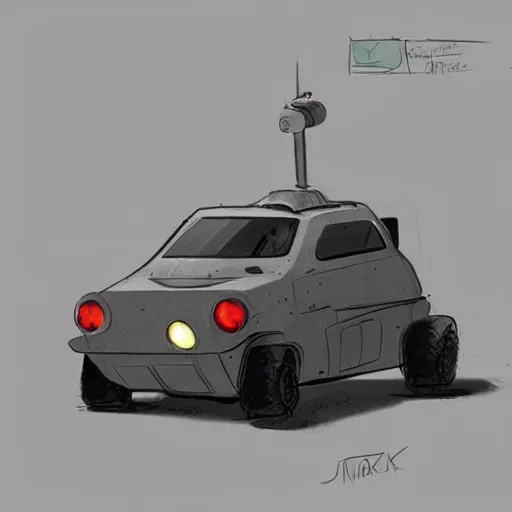 Image similar to 2d concept art of small vehicle by Dawid Michalczyk