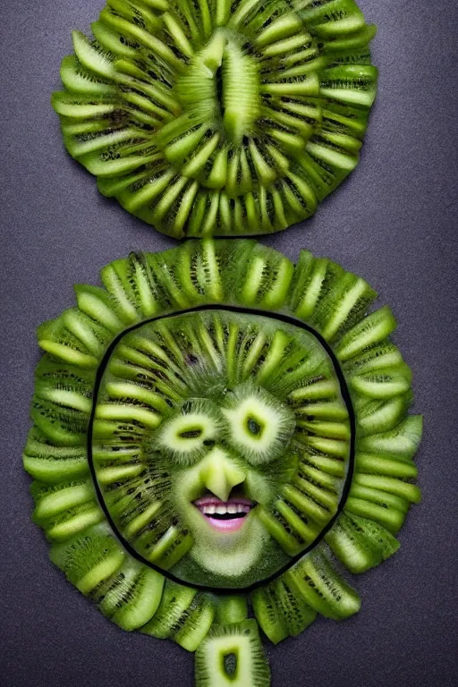 Image similar to 📷 joe keery made of kiwi fruit 🥝, made of food, head portrait, dynamic lighting, 4 k