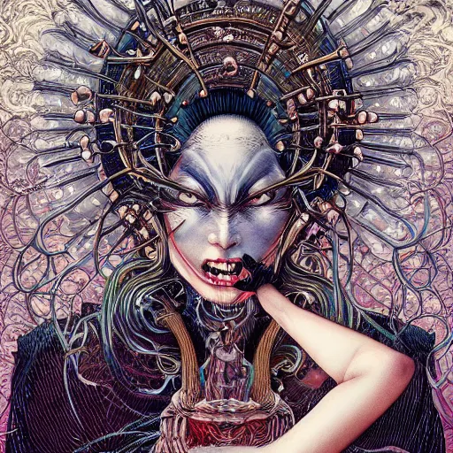 Prompt: portrait of crazy mary virgin, symmetrical, by yoichi hatakenaka, masamune shirow, josan gonzales and dan mumford, ayami kojima, takato yamamoto, barclay shaw, karol bak, yukito kishiro