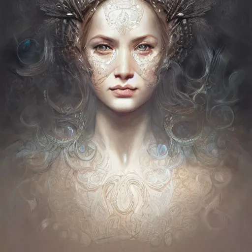 Prompt: portrait of a goddess, intricate, elegant, highly detailed, digital painting, artstation, concept art, smooth, sharp focus, illustration, art by marco mazzoni