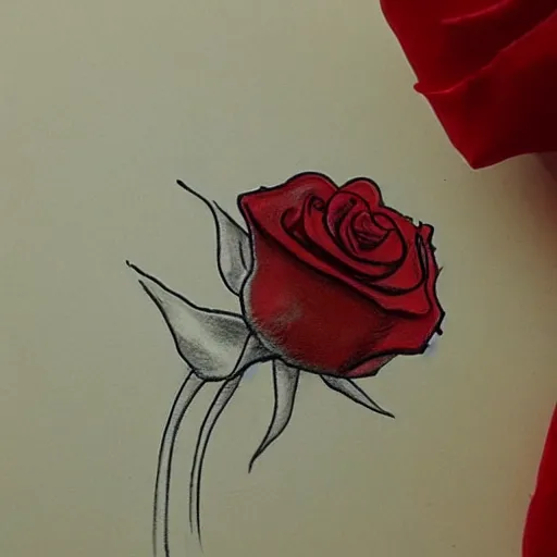 Prompt: concept art of a finger touching a rose, sketch, drawing, clear image, - n 9