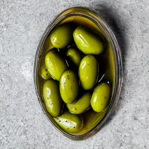 Image similar to marinated olive with a human face. highly detailed. hyper real photo. 4 k.