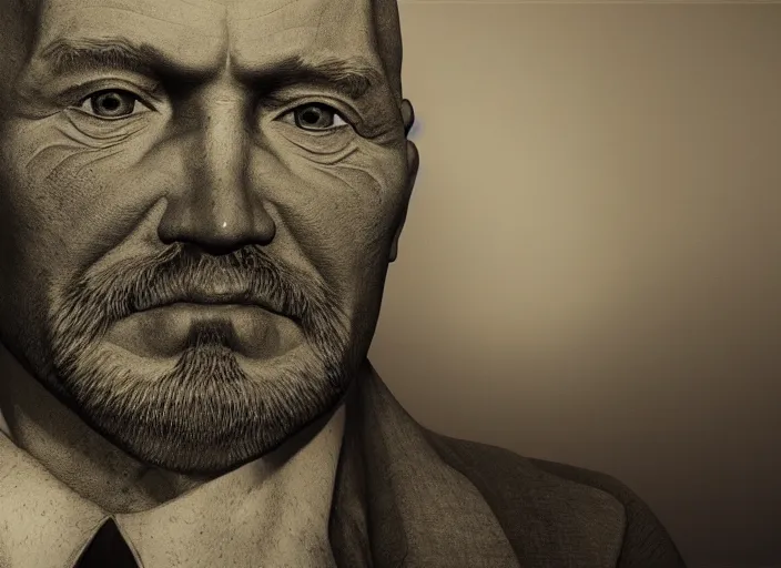 Image similar to hyper detailed portrait of lenin man by don mccullin, unreal engine 5, lumen, nanite, dslr