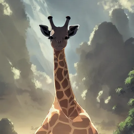 Prompt: a strong giraffe at the gym, illustration concept art anime key visual trending pixiv fanbox by wlop and greg rutkowski and makoto shinkai and studio ghibli and kyoto animation symmetrical facial features