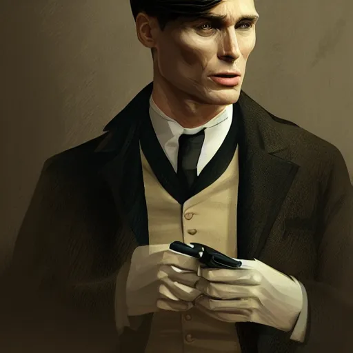 Prompt: a portrait of cillian murphy as tommy shelby, atlantis background, highly detailed, realistic face, digital art, epic, fantasy, in the style of Benjamin Bader, sharp, artstation