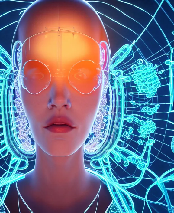 Image similar to intricate opulent transparent clear see - through portrait of microbes, biology, fractal, neon lights, clean medical environment, ultra realistic, concept art, art deco, photorealistic, octane render, 8 k, unreal engine. art by nori inoguchi and sam kaplan and zachary goulko and christopher marley and artgerm