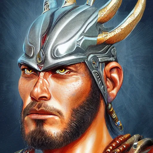 Image similar to digital painting of tupan, tupi guarani god of thunder by filipe pagliuso and justin gerard symmetric fantasy highly detailed realistic intricate portrait