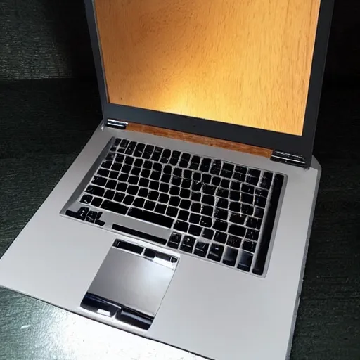 Image similar to a wood masterpiece laptop