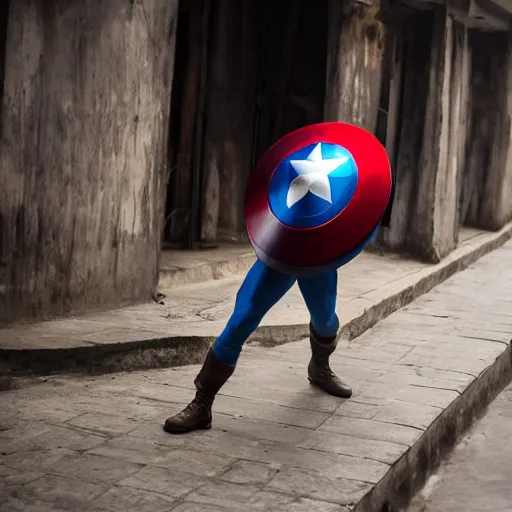 Prompt: cinematic photograph of Captain America in Dhaka