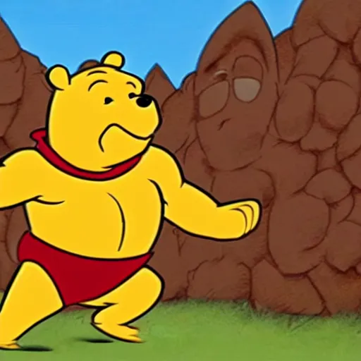 Prompt: winnie the poo, heman style