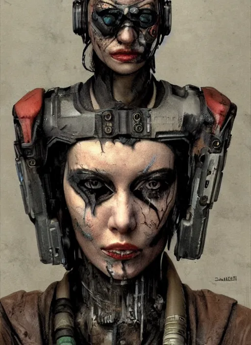 Image similar to female cyberpunk punk mutant rebel posing, character design by enki bilal and nicola samori, close - up of face, very coherent, trending on artstation, 4 k