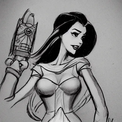 Image similar to milt kahl sketch of victoria justice with curvy body as princess padme from stars wars episode 3