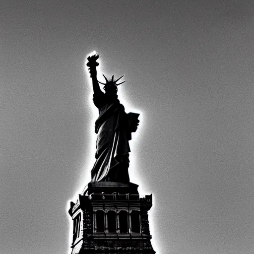 Image similar to underwater statue of liberty, aged underwater, waves above, photography, finely detailed