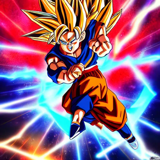 Image similar to goku demon kamehameha, trending on artstation, anime 4 k