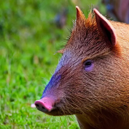 Prompt: a pig - capybara, wildlife photography