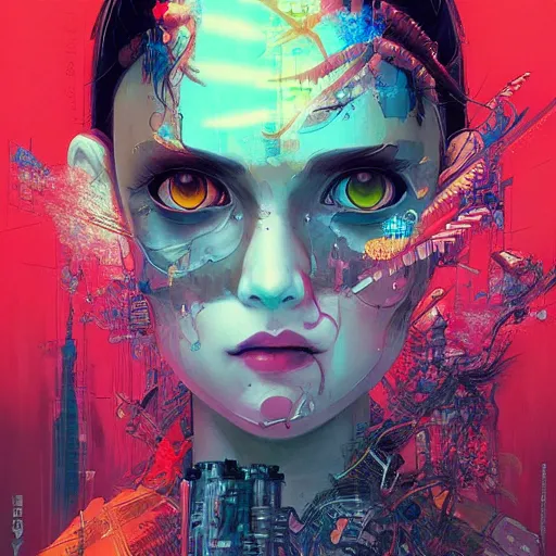Image similar to beautiful portrait of lofi ghibli cyberpunk by Tristan Eaton and Stanley Artgerm and Tom Bagshaw, Greg Rutkowski Carne_Griffiths