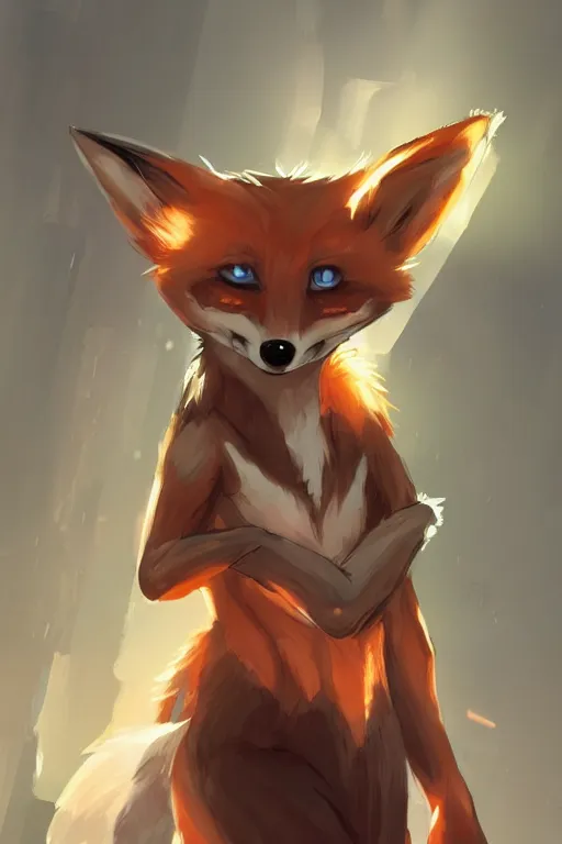 Image similar to a fox fursona, trending on artstation, by kawacy, furry art, digital art, cyberpunk, high quality, backlighting