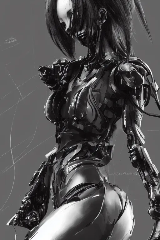 Prompt: Beautiful Gunnm Alita by Tsutomu Nihei, artstation, young, very attractive, pretty face, hyper detailed, rendering by octane, shallow depth of field, uplight