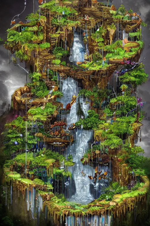 Image similar to biopunk waterfall