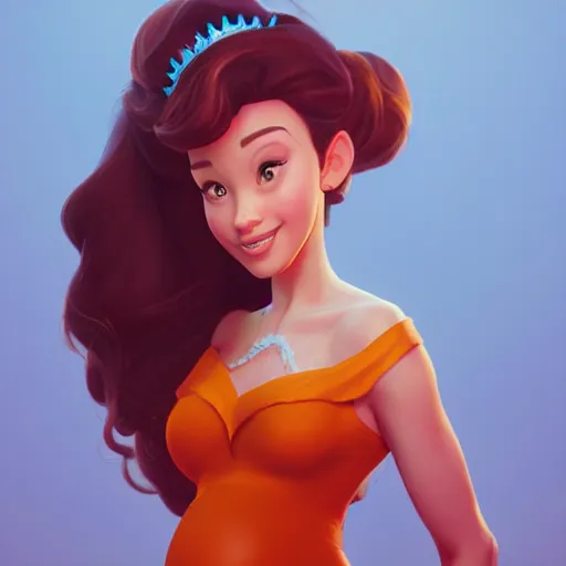 Image similar to a pregnant disney princess, 8k, ultra realistic, unreal engine!,!!!3d render,!!official fanart behance hd artstation by Jesper Ejsing