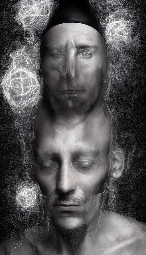 Image similar to portrait of a digital shaman, by jason de graaf
