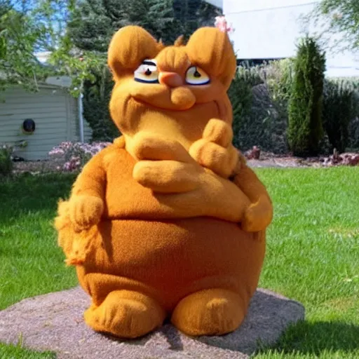 Prompt: Garfield made of yard