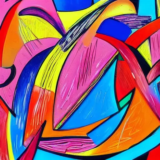 Prompt: abstract number 7 6 intricate expressive colorful