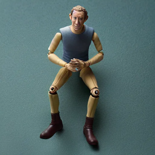 Prompt: product photography of a action figure marc zuckerberg, depth of field, zeiss lens, detailed, centered, by erwin olaf, joop geesink, wes anderson, breathtaking, 8 k resolution, extremely detailed, beautiful, establishing shot, realistic materials, hyperrealistic