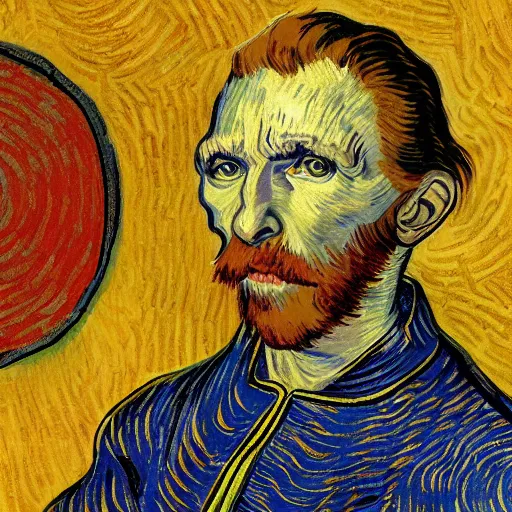 Image similar to A rendition of Vitruvians by Vinci but designed by Van Gogh doing space retreat, portrait, elegant, intricate, digital painting, concept art, sharp focus, illustration