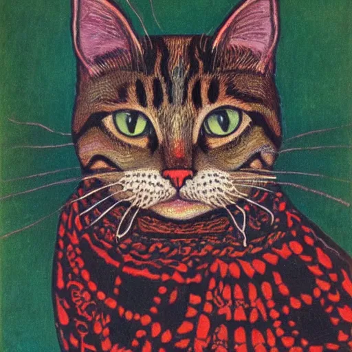 Image similar to portrait of a cat, by louis wain