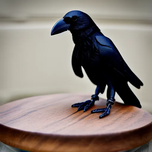 Image similar to a cute toy raven bird, product shot