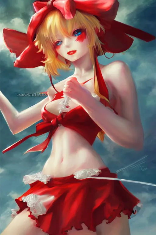 Image similar to flandre scarlet from touhou, by ross tran, oil on canvas