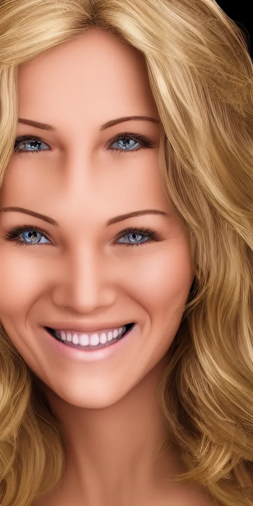 Prompt: blonde white woman smiling, hd, realistic