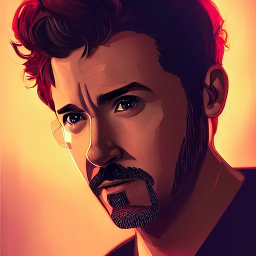 Image similar to Ryan Reynolds as Tony Stark, ambient lighting, 4k, alphonse mucha, lois van baarle, ilya kuvshinov, rossdraws, artstation