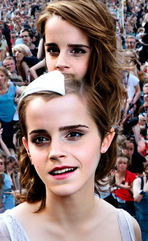 Image similar to Emma Watson at Love Parade 2006, Berlin, Sony a7R IV, symmetric balance, polarizing filter, Photolab, Lightroom, 4K, Dolby Vision, Photography Award