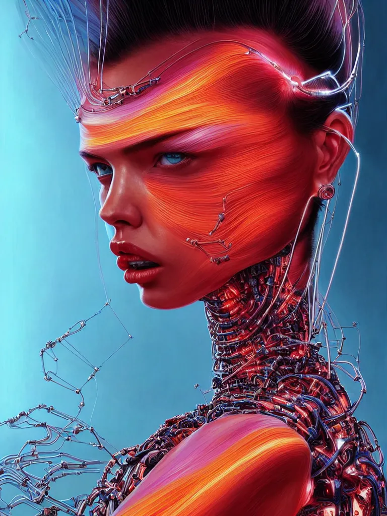 Portrait of Sara Sampaio wearing epic bionic cyborg