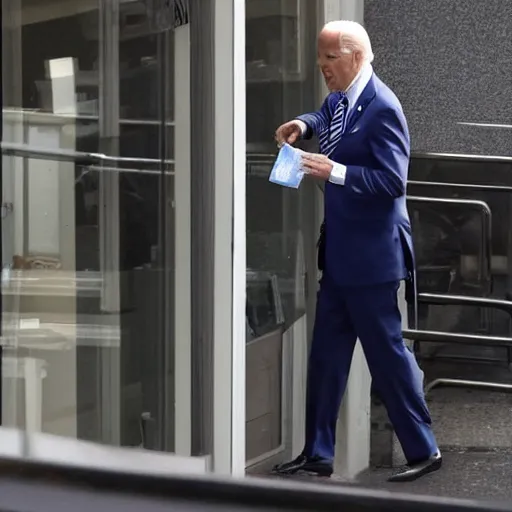 Prompt: Joe Biden caught on a surveillance camera stealing money,CCTV