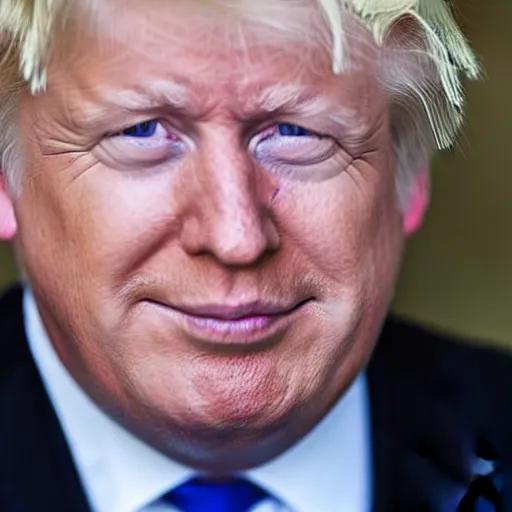 Image similar to Boris Johnson with Donald Trump's haircut.