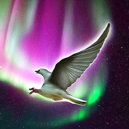 Image similar to dove!!!!!!!!, wings, flying, ascending, earth, aurora, photography, space, atmosphere, atmospheric, epic