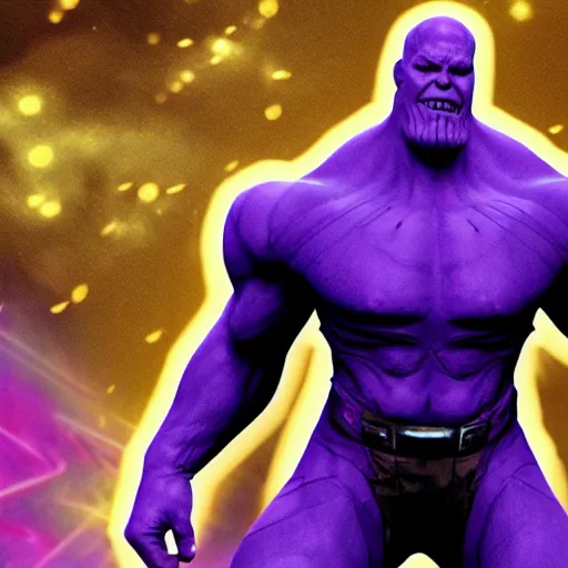Prompt: thanos dancing rick roll background