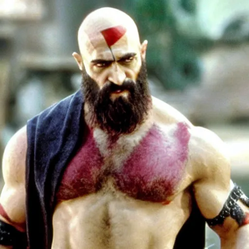Prompt: a film still of Kratos in Friends TV show (1997)