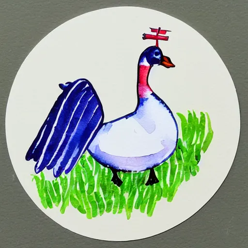 Prompt: cute goose, watercolor, diecut sticker