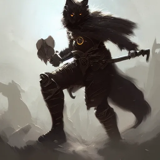 Image similar to cat knight, dnd digital art by Greg Rutkowski