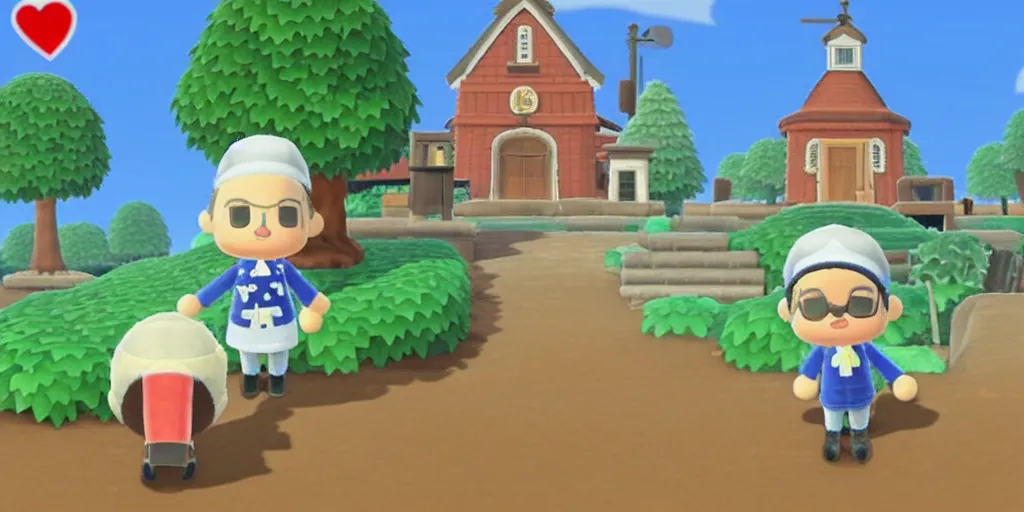 Prompt: the pope in animal crossing new leaf videogame, nintendo ds