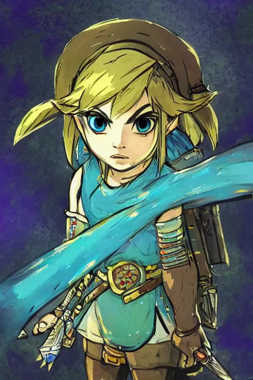 Prompt: an in game portrait of amano pikamee from the legend of zelda breath of the wild, breath of the wild art style.